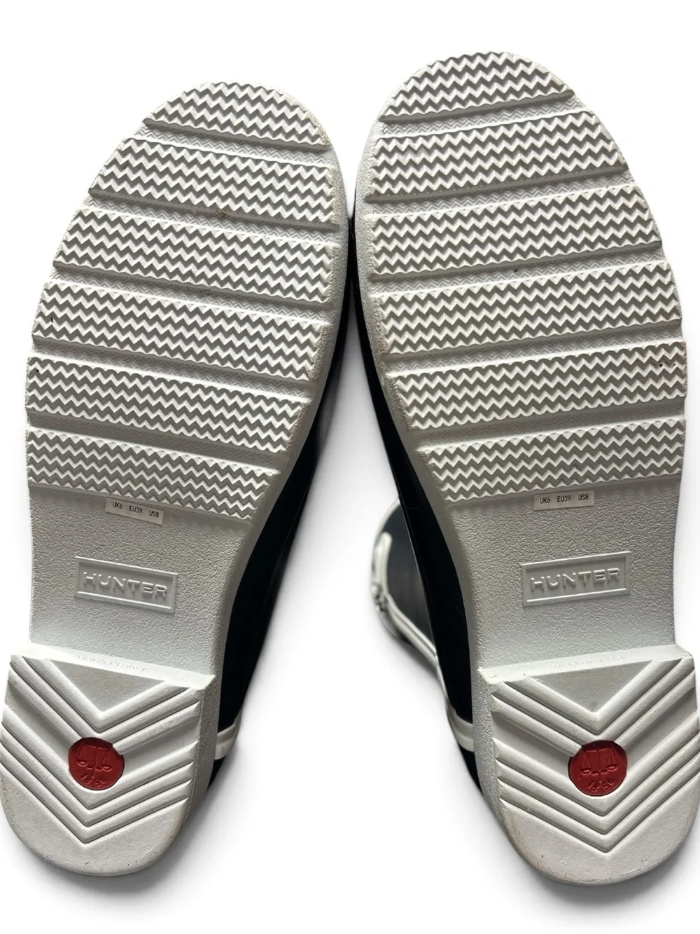 Hunter Boots Refined Slim Fit Contrast Rain Boots Dark Navy White Women Size 8